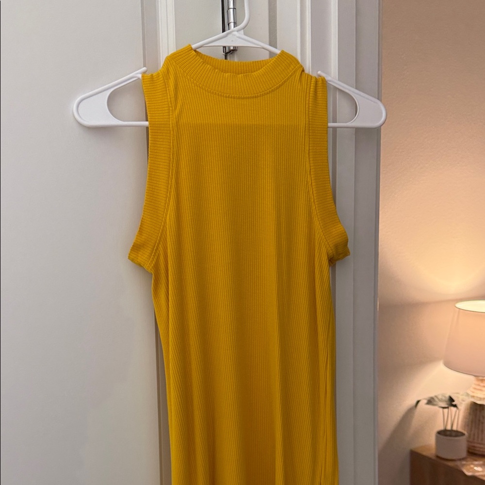 Yellow Sleeveless Ribbed Dress